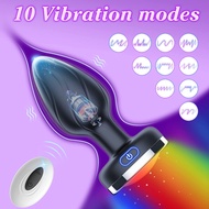 New 10 modes Butt Plug Colorful Led Light Anal Plug Vibrator Prostate Massage Sex Toys for Women Men Gay Wireless Remote Control