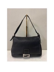 FENDI VINTAGE 中古外縫線荔枝皮大法棍包肩背包