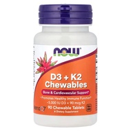 NOW Foods, D3 + K2 Chewables, 90 Chewables Tablets