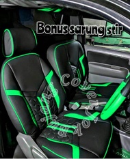 Sarung jok mobil hilux single cabin bonus sarung stir - Cover sarung jok mobil hilux single cabin - 