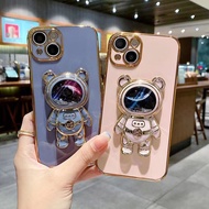 Casing For OPPO Reno 5 Pro+ 6 6 Pro 6 Pro Plus 7  7 Pro 7SE With Cute Glistening Astronaut Bracket Stand Plating Soft Silicone TPU Phone Case Cover