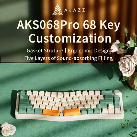 Ajazz AKS068pro Alice 68 keys Gasket Ergonomics Layout Hotswap RGB Wireless Gaming Mechanical Keyboa