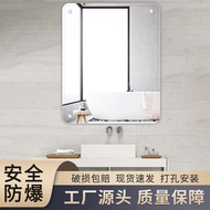 ST-🚤Four-Corner Perforated Mirror Wall Hanging Toilet Toilet Cosmetic Mirror Bathroom Mirror Toilet Mirror Nail Wall Han