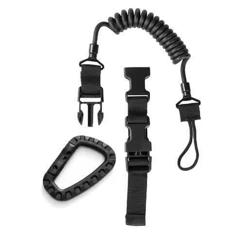 Handgun Spring Security Strap Coil Sling Rope Lanyard Molle Elastic Hunt Pistol Tool Belt Backpack T