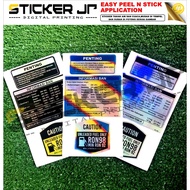 Jp Store Sticker Pack Warning - Warning Sticker For Motorcycle Waterproof Hologram Vinyl Material