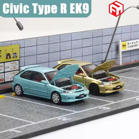 FH 1/64 Civic Type R EK9 Alloy Motor Vehicle Diecast Models Car Toys Collection Boy's Birthday Gifts