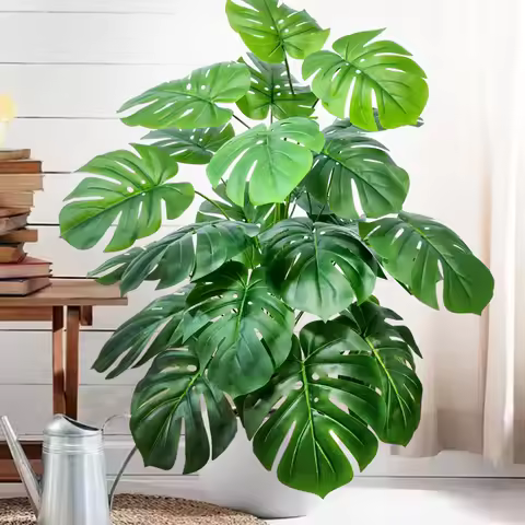 60-103 cm Artificial Monstera deliciosa Pothos Alocasia Leaf Fake Plant Ornamental Festive Home Offi