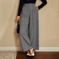 Vintage Elegant Commute/Date Jacquard Stripe Slim-Fit Pants For Women, Black & White Color, Pockets,