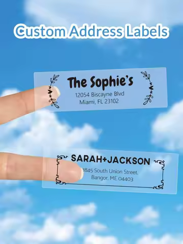 100-1000pcs 0.75x2.5in Transparent Custom Return Address Labels, Self-Adhesive, Reusable, for Mail, 