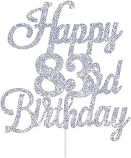 Happy 83rd Birthday Cake Toppers Silver Glitter, Cheers to 83 Years Old Bday Decoration 83rd Anniver