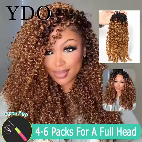 Crochet Human Hair Extensions Ombre Brown 1b/30 Invisible Burmese Curly Boho Braiding Knotless Pre-S