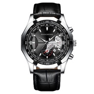 Three-Eye Six-Hand Multifunctional Men's Watch - Waterproof Quartz Watch with Silicone Strap XZV-53S