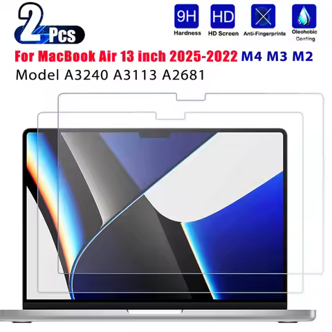 9H Tempered Glass Screen Protector For Apple MacBook Air 13. 6inch 2025-2022 M4 M3 M2 A3240 A3113 A2