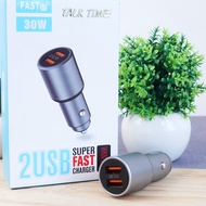 Talktime CAR CHARGER 2 USB 30W CAR PLUG IN FAST CHARGING 30W CAR CHARGER