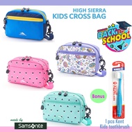 [HIGH SIERRA] Kids Cross Bag [free kent toothbrush] Children Samsonite Korea Lightweight Camping Picnic Bag Handphone Casual Bag [Korea Fashionable school bag]