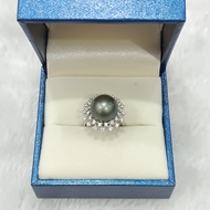 Nhẫn Ngọc Trai Nước Mặn Tahiti Ánh Xanh Free Size (N0607) - MOON Jewelry