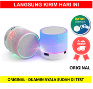 Speaker Bluetooth Retak LED BT Audio Bulat Kecil Lampu Music MP3 Receiver Box Motif Warna Warni Radio USB Batu