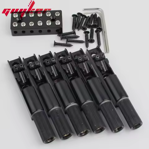 Guyker 6/7/8 Pieces Single String Fan Guitar Bridge – Headless Fixed Fanned Bridges for Electric Gui