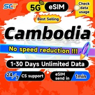 SCT Cambodia eSIM 1-15Days Daily 500MB-5GB Unlimited Data eSIM Cambodia SIM Card Send in 1min