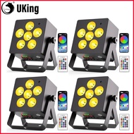 【IN stock HOT spotlight 510】 U'King 4Pcs 50W Rechargeable Square Par Light Built In 5200mAH Battery 