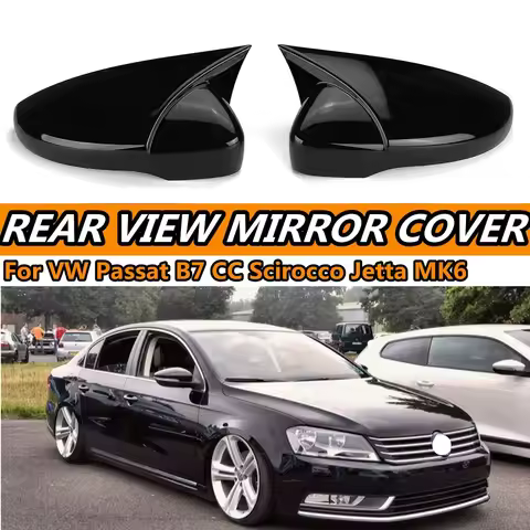 2X Add on Car Side Wing Mirror Cover Caps For VW JETTA MK6 Volkswagen Passat B7 Scirocco Beetle CC E
