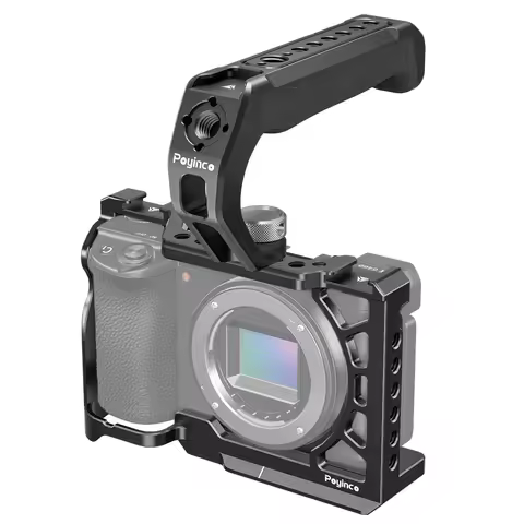 Poyinco Camera Cage +Top Handle Kit Camera Video Cage Aluminum Alloy with Cold Shoe Mount for Sony A