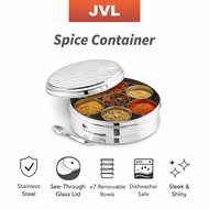 Spice Box Masala Dabba with 7 Comparments and 2 Stainless Steel Lids - Indian Spice Box/Kitchen Spic