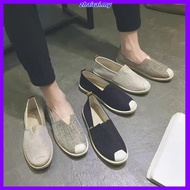 .Ready Stock   kasut loafer lelaki kasut sarung lelaki kasut separuh lelaki Spring Linen Kanvas