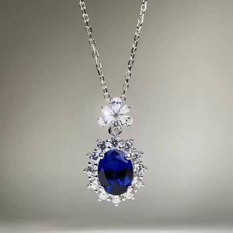 Luxury 18K white gold solid platinum PT950 Women's Pigeon Egg Red Diamond Blue Diamond Pendant Neckl