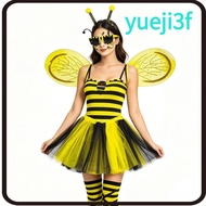 YUEJI Bee Costume Set, Costume Wings Striped Knee Stocking Bumblebee Costume, Festive Tutu Skirt Ant