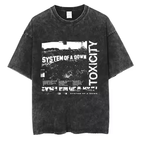 Short Sleeved Round Neck Y2k Tshirt Men Clothing New in Top & Tees Mens T-Shirt System of A Down Tox