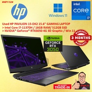 #HP112 USED HP PAVILION 15 Performance Gaming Laptop intel i7-11370H 16GB 512GB SSD NVIDIA RTX3050 4