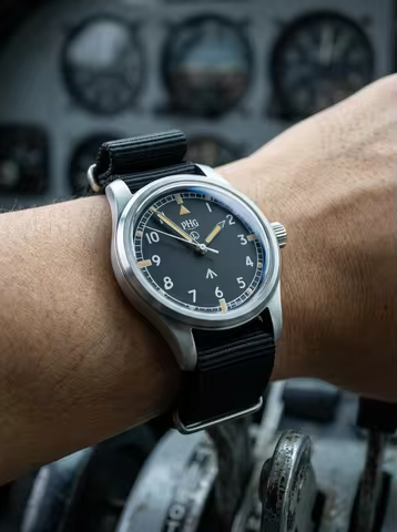 PHG W10‑1967 Vintage Military Watch 36mm Matte Stainless Steel Nylon Strap Quartz Wrist Watch, Retro