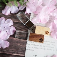 桜　 木製 クリスタル USBメモリ 32GB　名入れ　刻印無料　送料無料