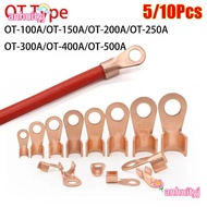 AHTY 5/10Pcs OT Cable Connector Kit, Bolt Hole Copper OT Wire Nose Terminal Crimp, Non-Insulated 1.5