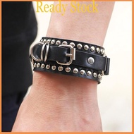 royal Black Leather Silver Studded Wristband Gothic Punk Bracelet Wristband Punk Bracelet Cuffs Wrap