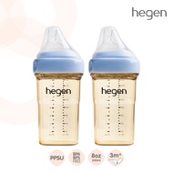 Hegen ขวดนมทรงเหลี่ยมPPSU ขวดนมสีชา ขนาด 8oz/240ml - จุกนมเสมือนนมแม่ เบอร์ 2 Medium Flow 3-6 เดือน 