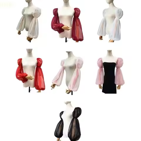 E56A Bridal Sheer Bishop Sleeve Arm Cover for Bride False Sleeve Tulle for Play Costume Women Weddin