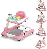 Baby Walker with Wheels 4-Gear Height Adjustable Activity Walker for Babies 6-12 Months Music and Li