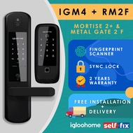 Igloohome Bundle - Rim Lock Metal Gate Fingerprint (RM2F) + Mortise 2 + (IGM4)