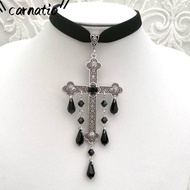 CARNATIOGV Choker Necklace, Large Cross Pendant Punk Outfit Goth Cross Choker, Fashion Accessories R