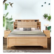 [Sg Sellers] Solid Wood Bed Frame Bed 1.8 M Double Bed Soft Storage Bed Frame With Mattress Storage Bed Frame With Headboard Single/Queen/King Bed Frame