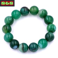 Striped green agate bracelet, from 12mm to 14mm, bead bracelet