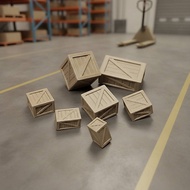 6 Pieces Miniature Crate Wood-Look Model Railroad Crate Diorama Cargo Box Small-Scale Miniature Cont