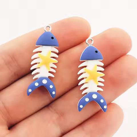 10pcs 37x14mm Resin Charms Fish Bones Charms Pendant for Jewelry Making DIY Jewelry Findings,Earring
