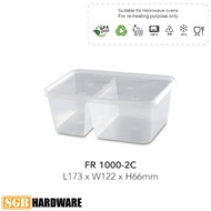 Felton Disposable Microwave Rectangular 2 Compartments Food Container FR 1000-2C  (1000mL x 50pcs) ~