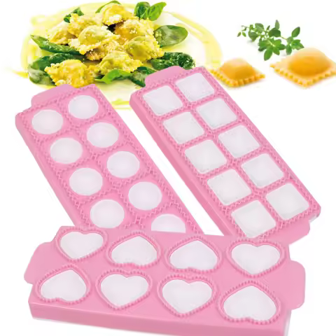 Ravioli Mold Plastic Ravioli Maker Heart Round Square Shape Dumplings Mold Ravioli Cutter Kitchen Pa