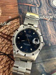 🌈🌈新返貨啦🌈🌈Vintage Rolex Date 15210 💙原裝籃色面 雙數字 十三劃圈 🩶 34mm 連原裝78350板帶  💚 淨錶 狀態一流 👍🏻 C2109 (廣華街店）
