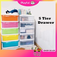 【PLAYFUL】Rak Almari Baju 5-Layer Drawer Cabinet Multi-Purpose Color Storage Drawer Rak Baju Baby Murah