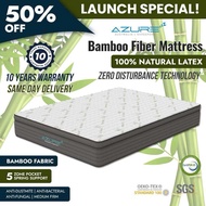 Azure™ Latex Hybrid Plush Bamboo Fabric Top | 10 Inch | Cooling Gel | Natural Latex | Pocket Spring 